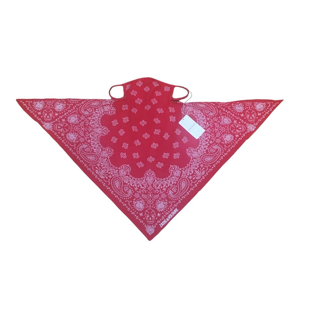Zadig and Voltaire Red Skull Face Mask & neck covering scarf that ties in back